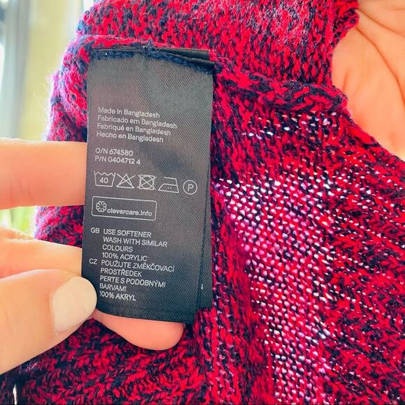 3/$20 H&M DIVIDED Red Blue Marled Knit Cropped Crop Chunky Pullover Cozy Sweater - Picture 7 of 7